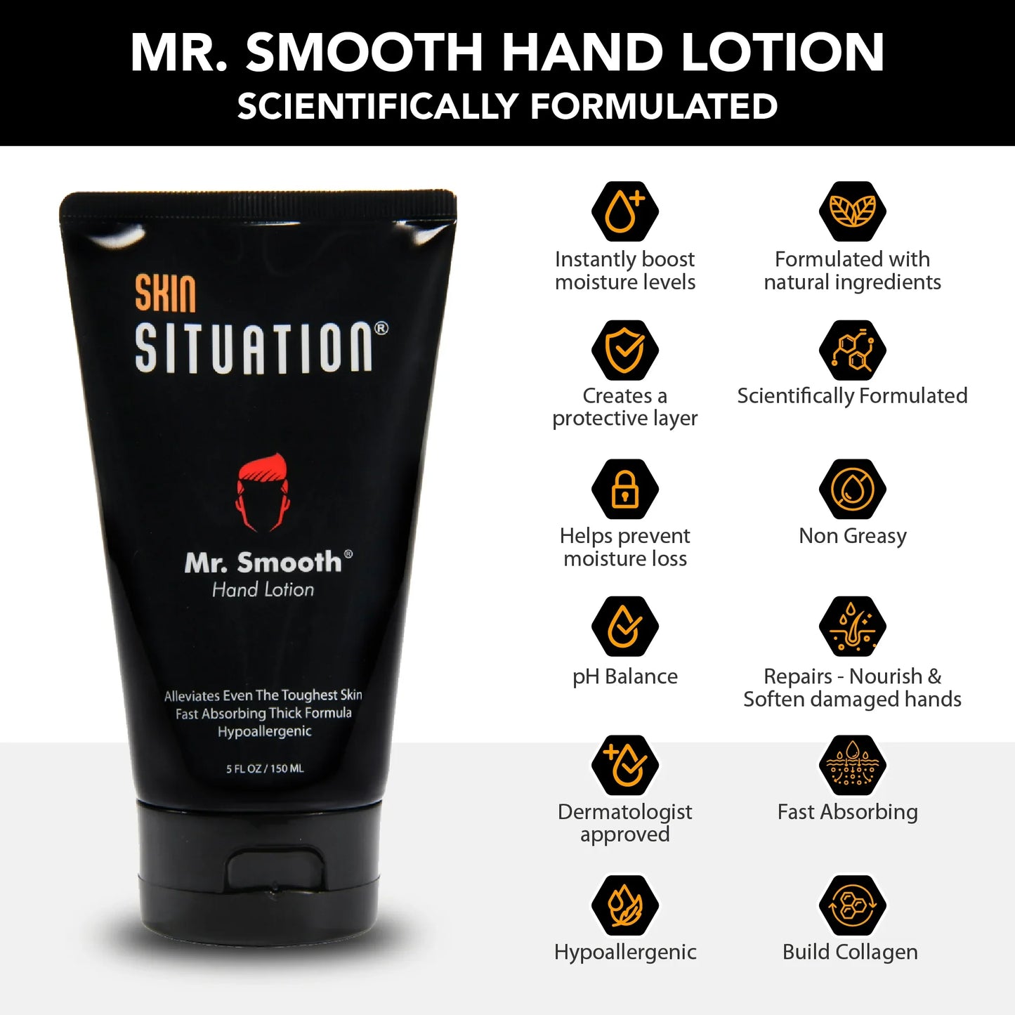 Mr. Smooth hand lotion tube with benefit