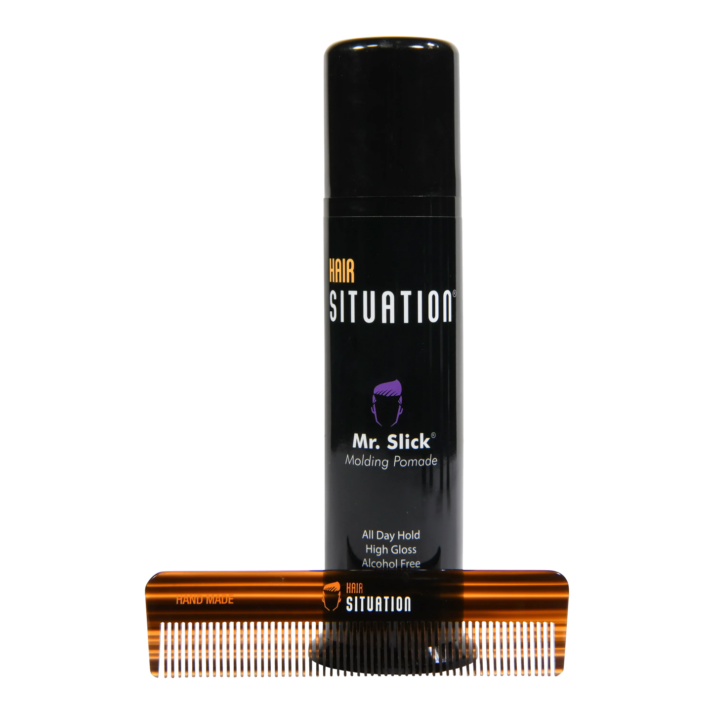 Men’s hair grooming set with molding pomade and tortoiseshell pocket comb