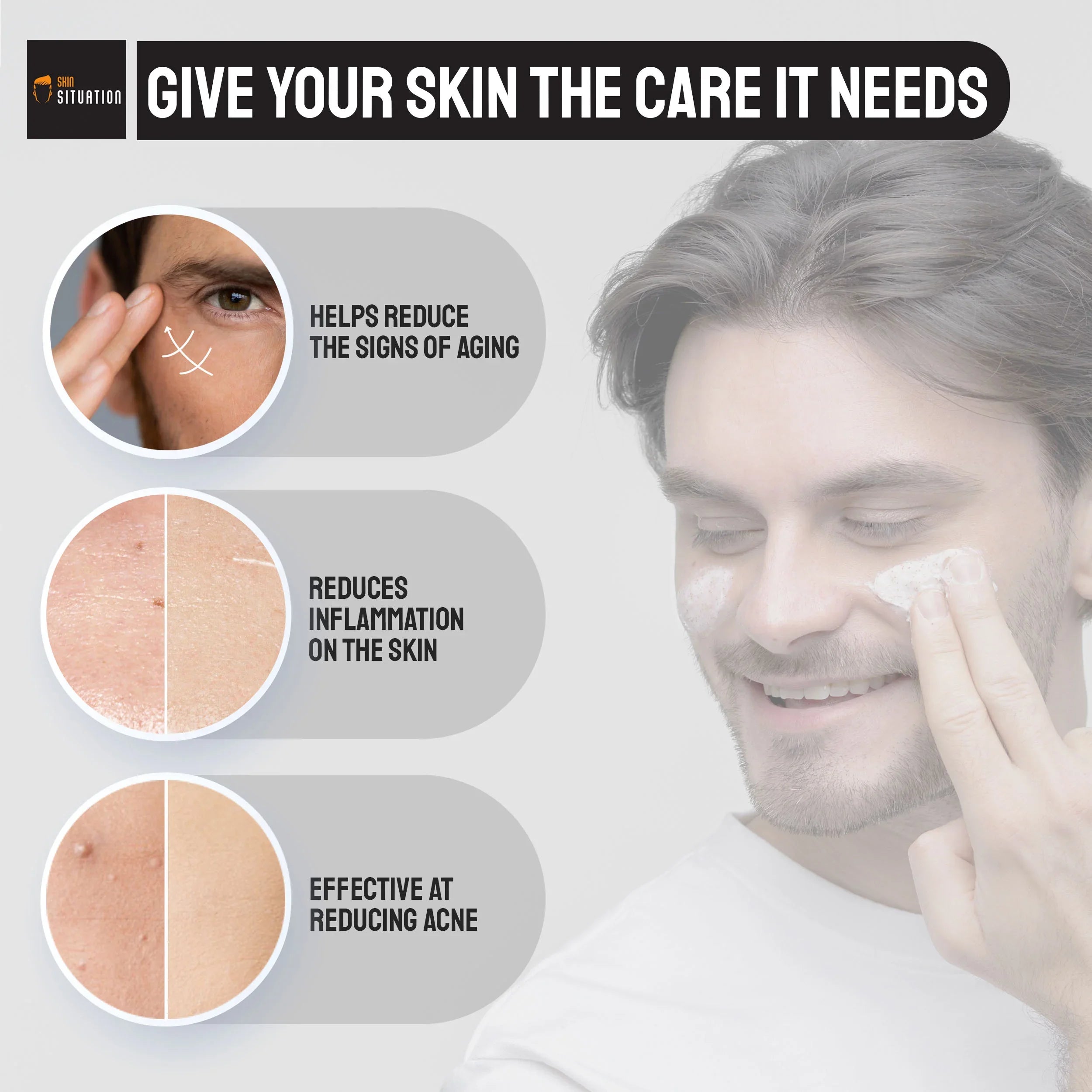Man applying Mr. Brilliant facial moisturizer for men to face showing lightweight fast-absorbing formula