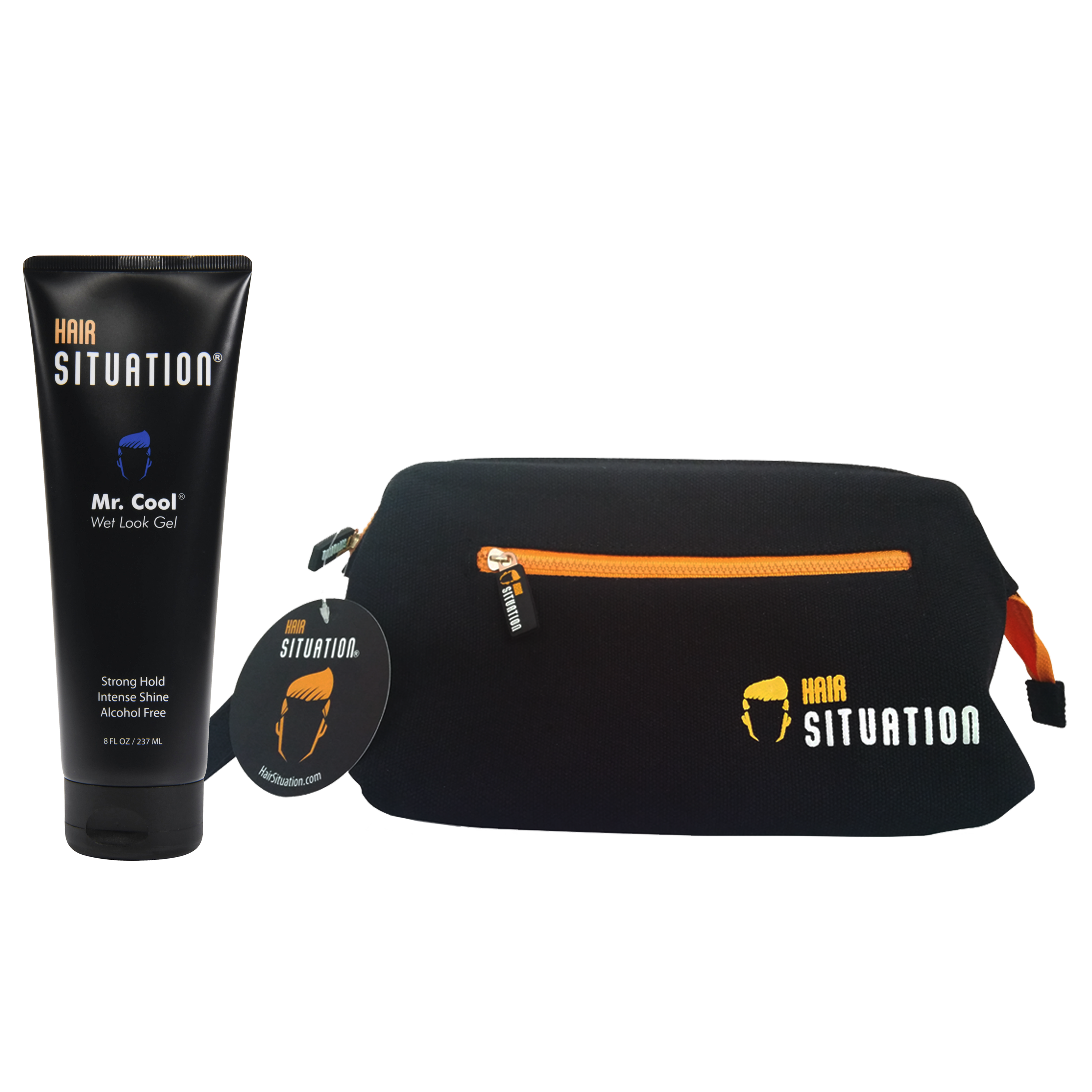 Hair Situation wet look gel and toiletry bag combo - Mr. Cool wet look gel and travel toiletry bag bundle