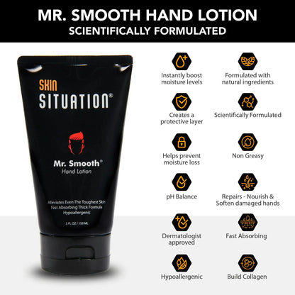 Mr. Smooth hand lotion tube with benefit