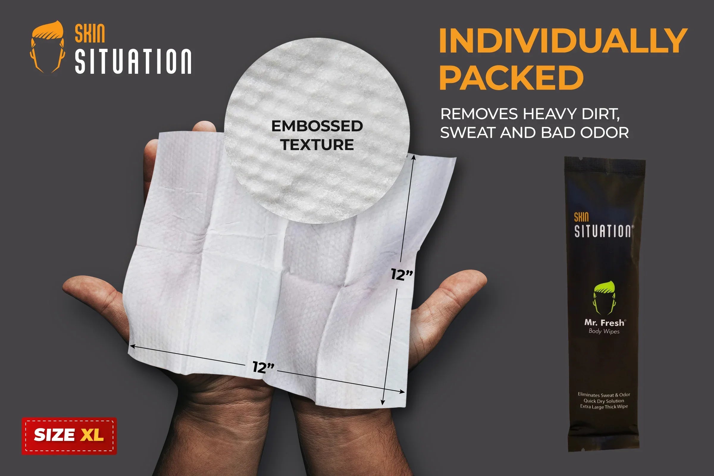 Mr. Fresh body wipes individually packed for sweat and odor removal for men on the go