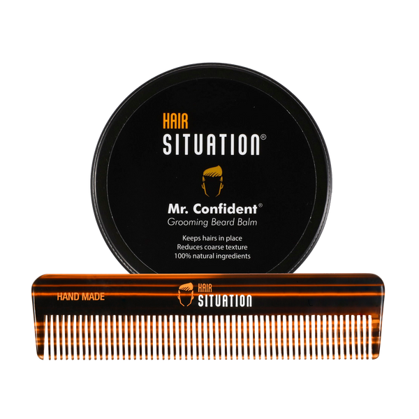 Hair Situation Mr. Confident Beard Balm and Hand Made Pocket Comb
