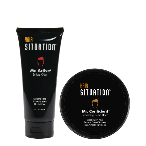 Hair Situation hair gel and beard balm grooming pack - Mr. Active hair gel and Mr. Confident beard balm bundle