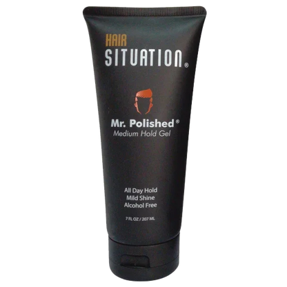 Black tube of medium hold hair gel for men