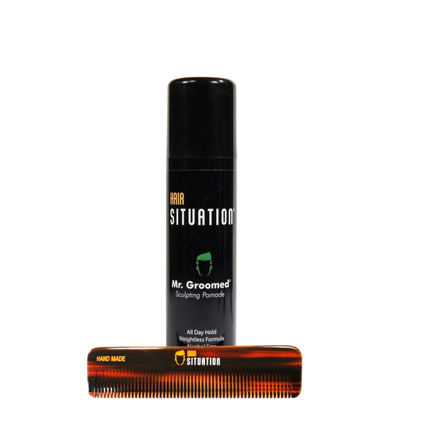 Mr. Groomed Sculpting Pomade & Pocket Size Hand Made Comb