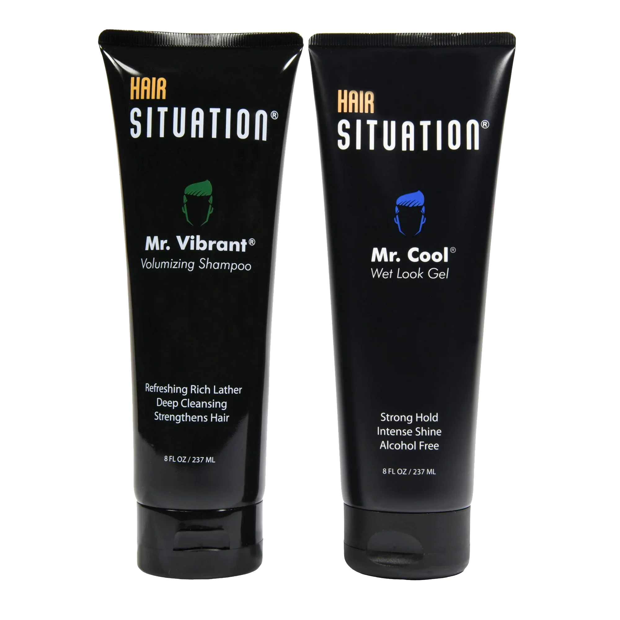 Hair Situation volumizing shampoo and wet look gel combo - Mr. Vibrant and Mr. Cool bundle