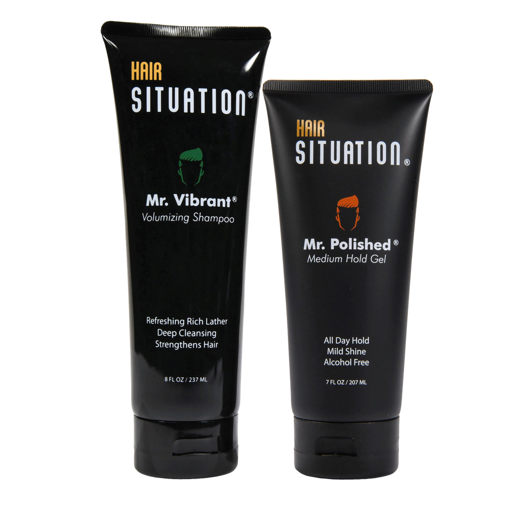 Mr. Vibrant Volumizing Shampoo & Mr. Polished Medium Hold Gel