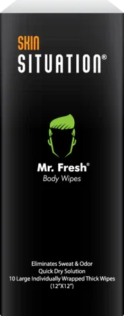 Mr. Fresh body wipes packaging for men