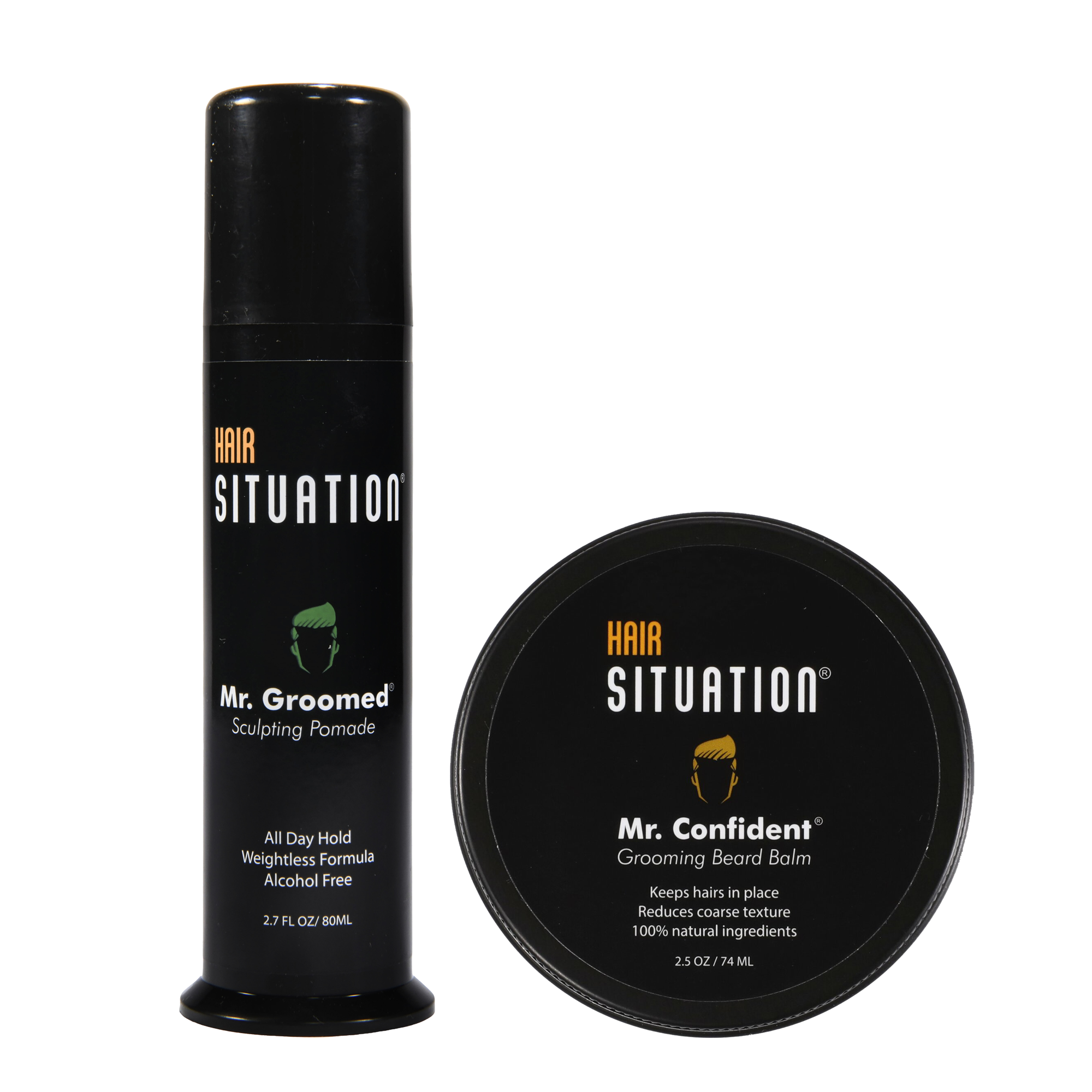 Hair Situation sculpting pomade and beard balm combo - Mr. Groomed pomade and Mr. Confident beard balm bundle