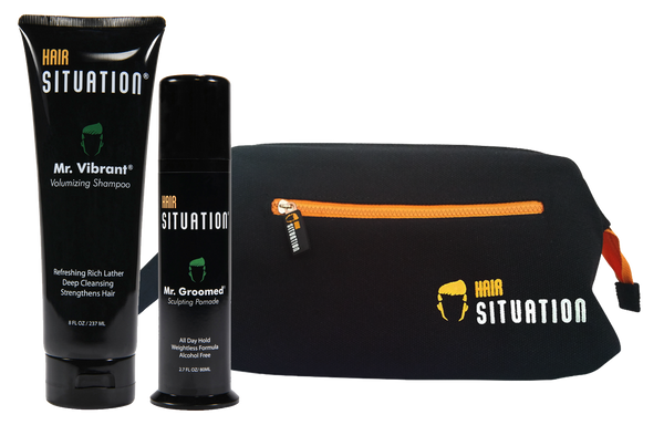 Mr. Vibrant Volumizing Shampoo, Mr. Groomed Sculpting Pomade & Travel Bag