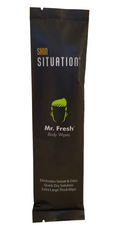 Mr. Fresh body wipes single pack for men, black packaging, eliminates sweat and odor